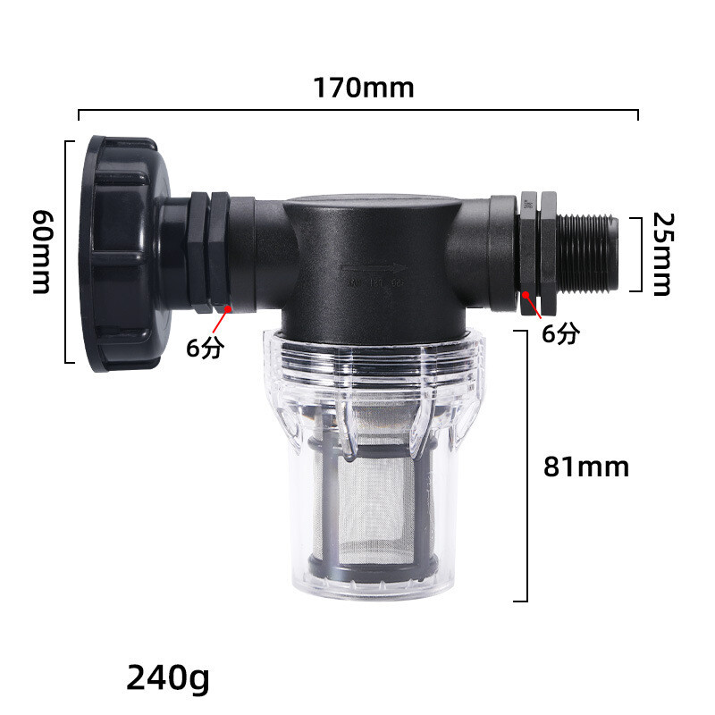 IBC jungtis tonos statinės filtrui, priedai tonos statinės filtrui, sodo vamzdžių filtras tonos statinei, PE vamzdžio jungtis, 4 taškai, 6 taškai