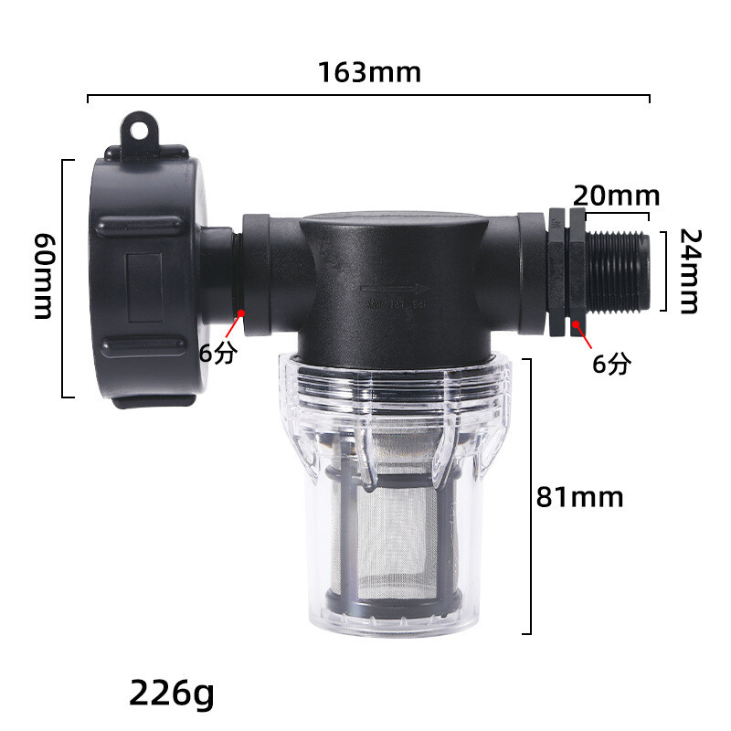 IBC jungtis tonos statinės filtrui, priedai tonos statinės filtrui, sodo vamzdžių filtras tonos statinei, PE vamzdžio jungtis, 4 taškai, 6 taškai