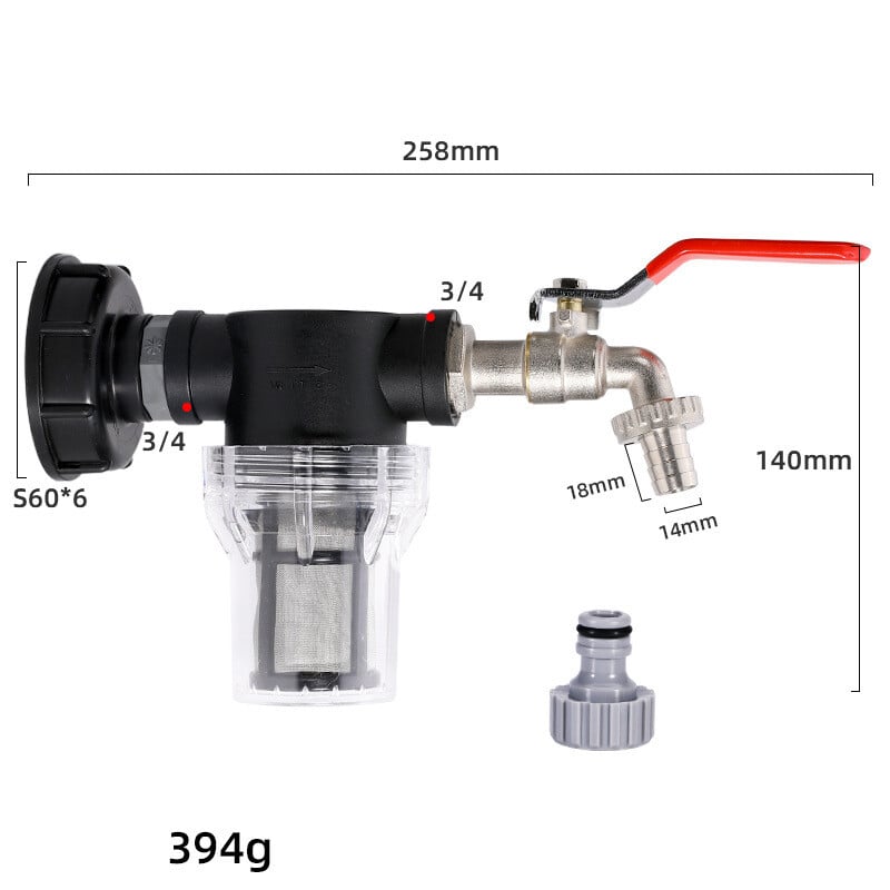 IBC jungtis tonos statinės filtrui, priedai tonos statinės filtrui, sodo vamzdžių filtras tonos statinei, PE vamzdžio jungtis, 4 taškai, 6 taškai