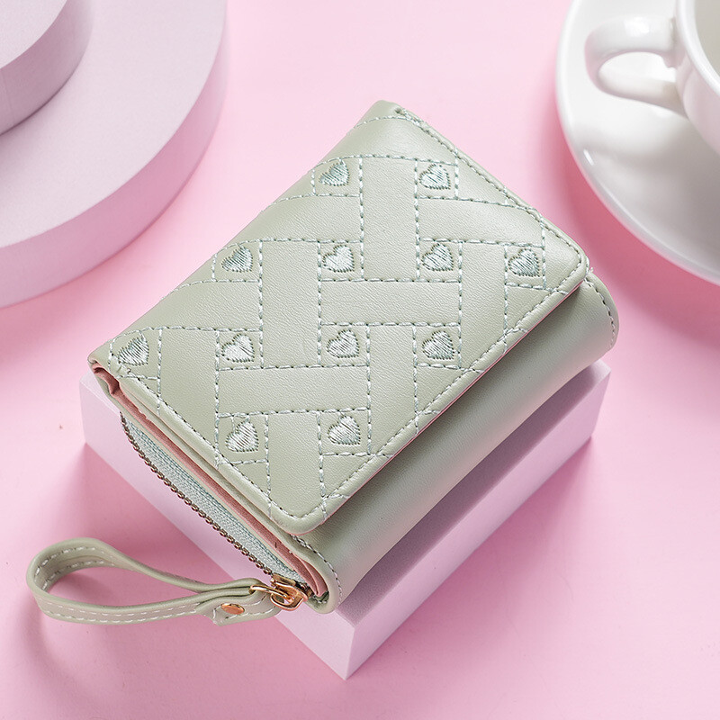 TEAYY Ženski novčanik, kratki, ljeto 2024., novo, univerzalno, luksuzno, vezeno, ljubavno, novčanik za kovanice, veleprodaja za žene