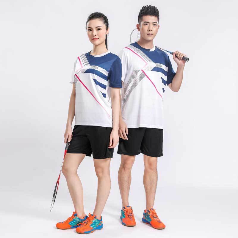Sportinis badmintono kostiumas vyrams, vasarinis, kvėpuojantis, laisvalaikio, trumpomis rankovėmis, futbolui, tinkliniui, stalo tenisui, greitai džiūstantis, moteriškas