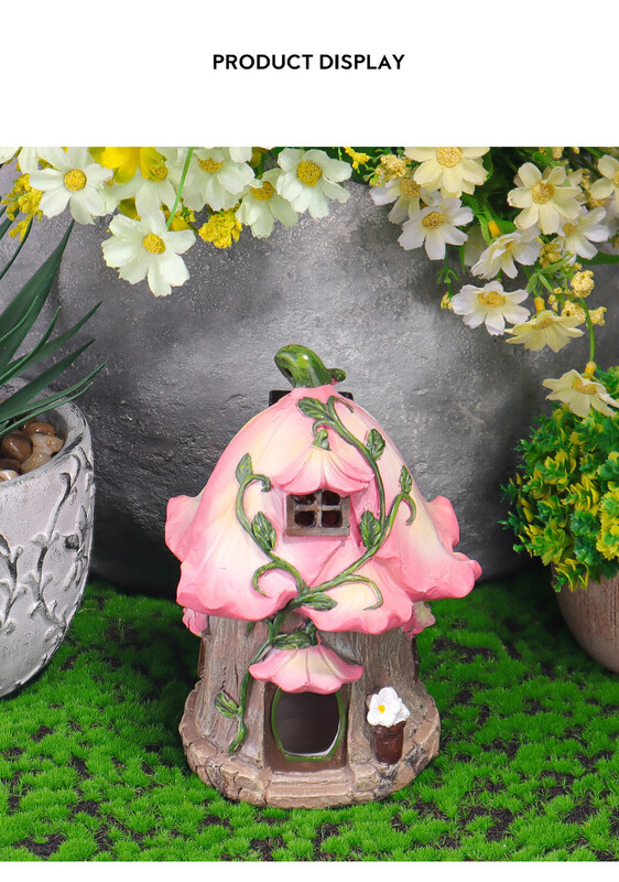 Tarpvalstybinės dervos sodo dekoracijos su lelija, saulės naktinė lemputė gėlių nameliui, mikro kraštovaizdžio dekoravimas