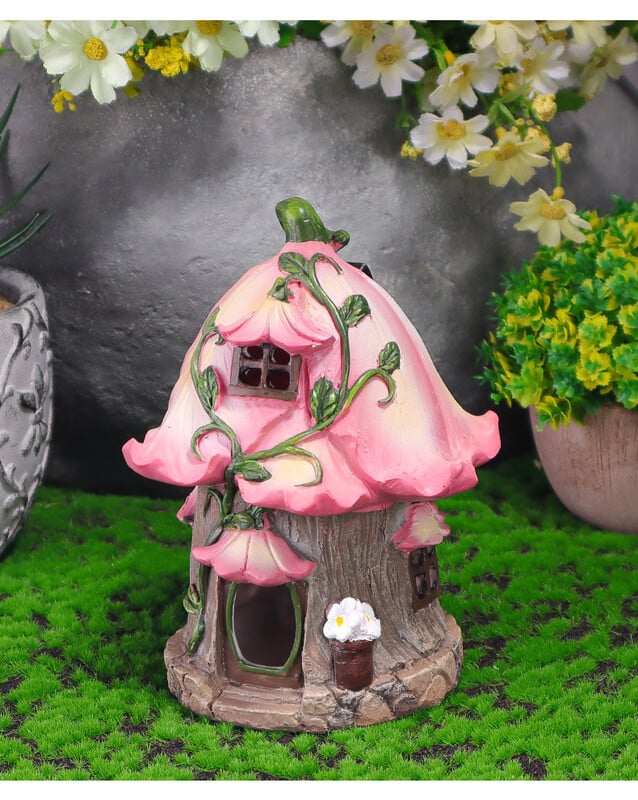 Tarpvalstybinės dervos sodo dekoracijos su lelija, saulės naktinė lemputė gėlių nameliui, mikro kraštovaizdžio dekoravimas