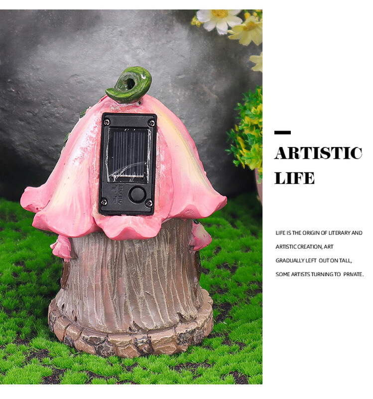 Tarpvalstybinės dervos sodo dekoracijos su lelija, saulės naktinė lemputė gėlių nameliui, mikro kraštovaizdžio dekoravimas