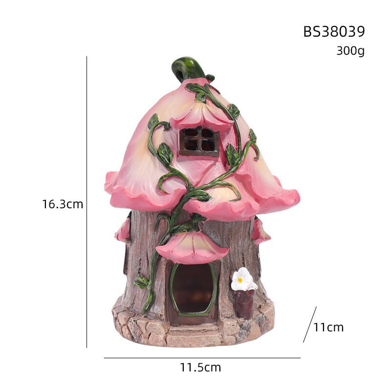 Tarpvalstybinės dervos sodo dekoracijos su lelija, saulės naktinė lemputė gėlių nameliui, mikro kraštovaizdžio dekoravimas