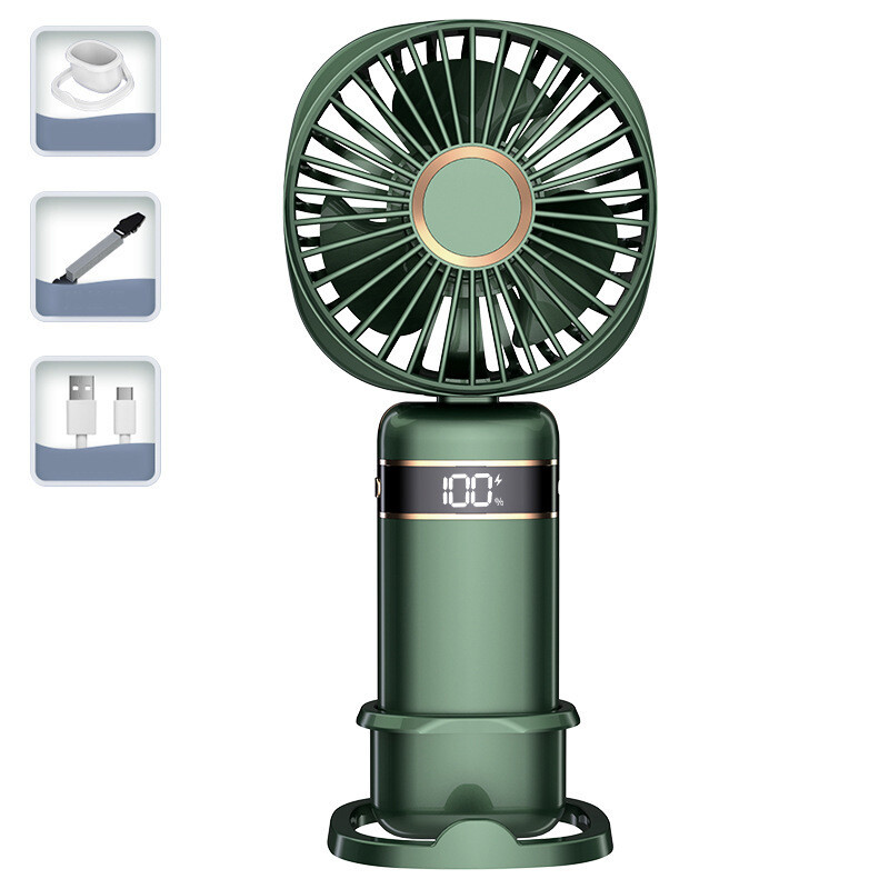 2025 нов USB ръчен вентилатор с дигитален дисплей сгъваем настолен вентилатор за ароматерапия, мини преносим малък вентилатор за външен монтаж