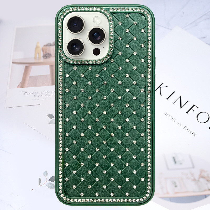 Подходящ за Apple 15pro, Apple корпус, iPhone 15promax, диамантен корпус за мобилен телефон 15 с плетен модел 11 от висок клас