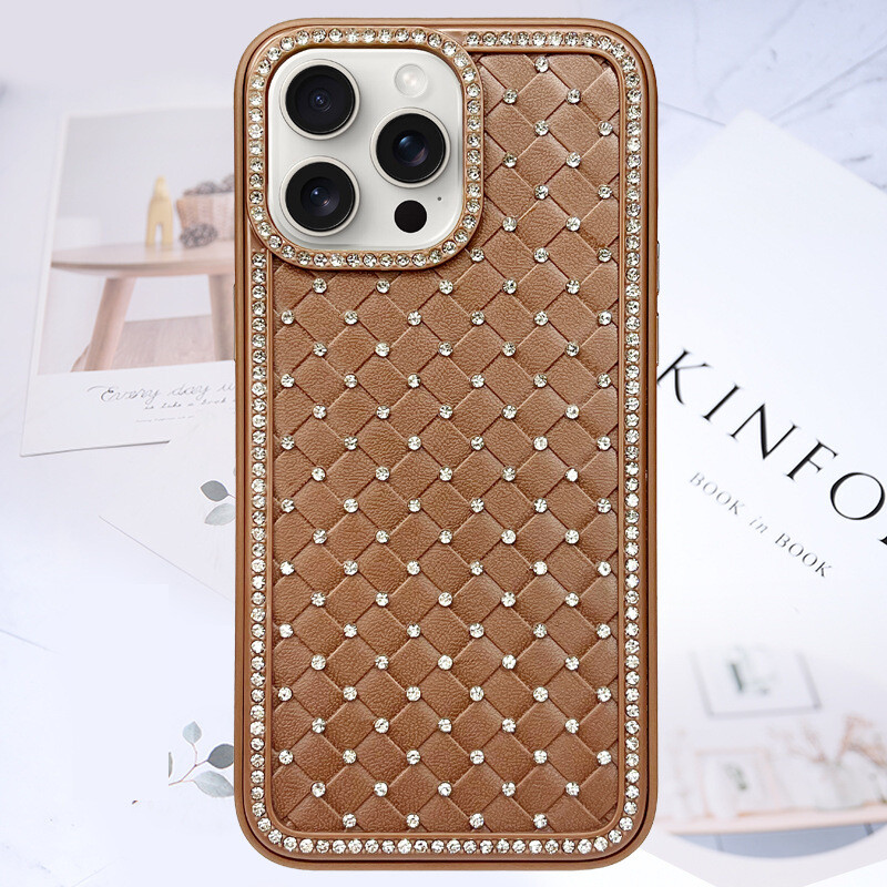 Подходящ за Apple 15pro, Apple корпус, iPhone 15promax, диамантен корпус за мобилен телефон 15 с плетен модел 11 от висок клас