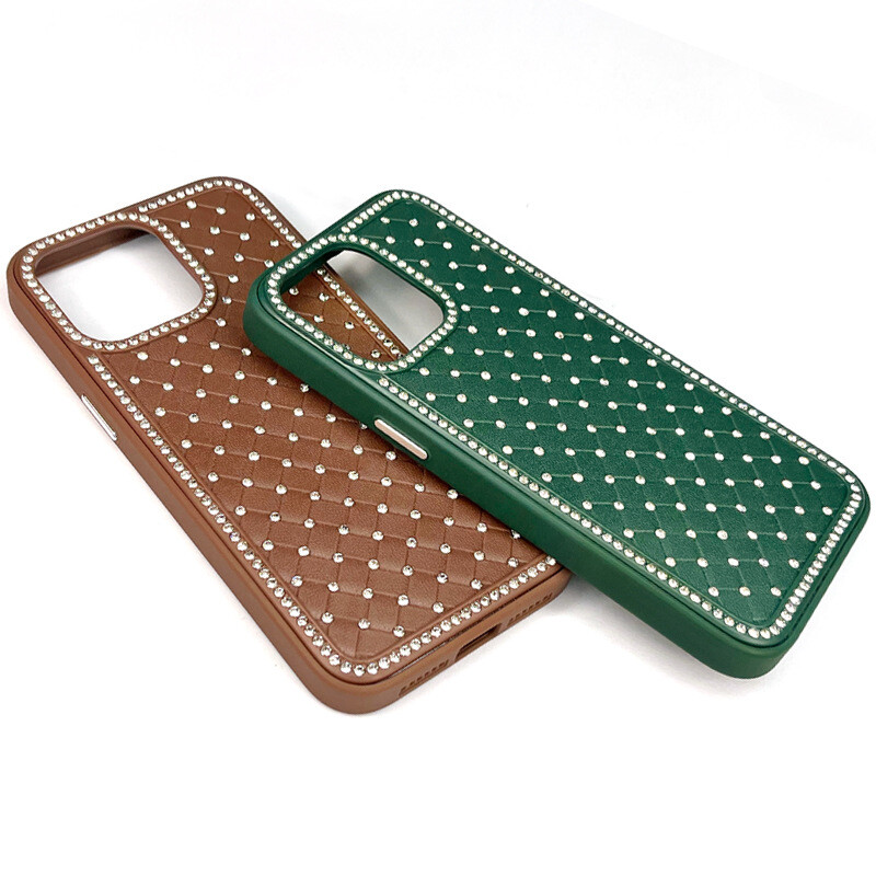 Подходящ за Apple 15pro, Apple корпус, iPhone 15promax, диамантен корпус за мобилен телефон 15 с плетен модел 11 от висок клас