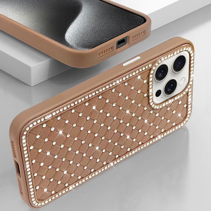 Подходящ за Apple 15pro, Apple корпус, iPhone 15promax, диамантен корпус за мобилен телефон 15 с плетен модел 11 от висок клас