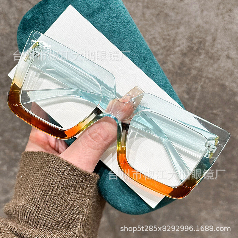 Трансгранични нови европейски и американски модерни лични очила за четене с голяма рамка, модерни леопардови принтове, съчетаващи цветове, анти-синя светлина, очила за четене на едро