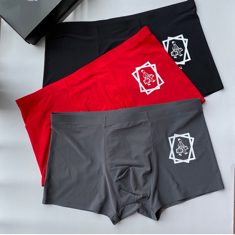 Търговия на едро на мъжко бельо P марка еднокомпонентни тънки дишащи, щадящи кожата, младежки боксерки от ледена коприна, външна търговия