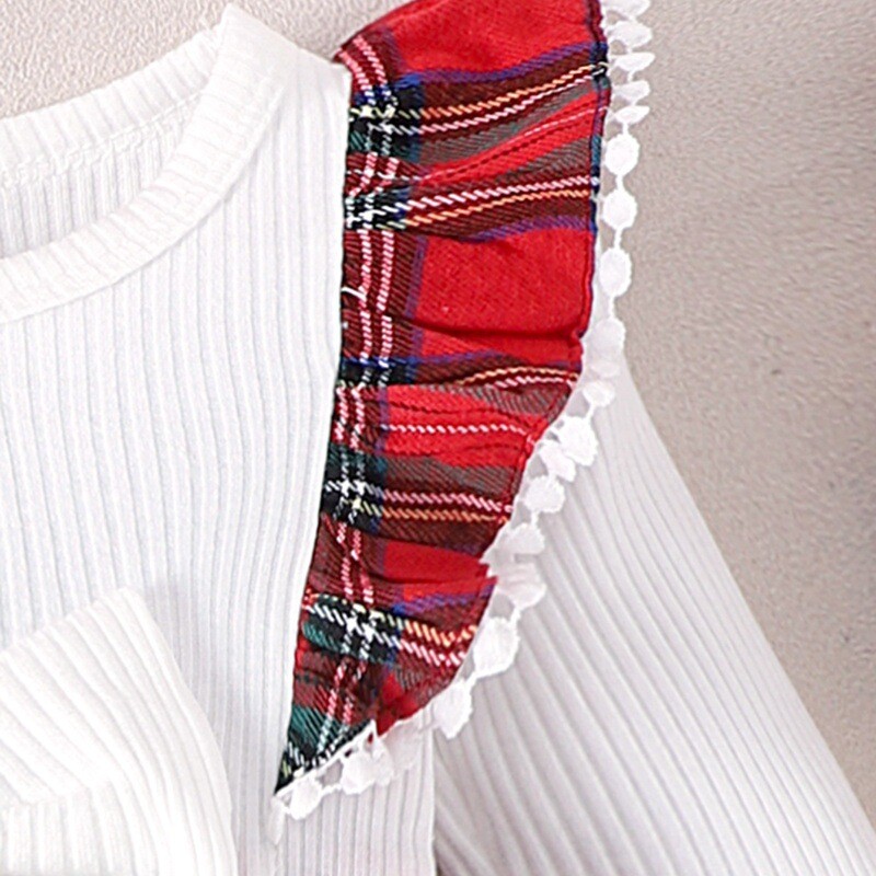 Детски дрехи Бяла риза + червена карирана рокля