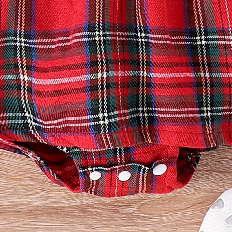 Детски дрехи Бяла риза + червена карирана рокля