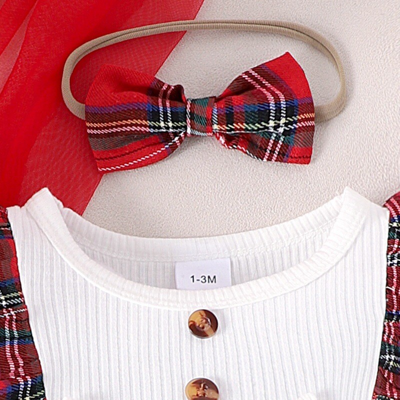 Детски дрехи Бяла риза + червена карирана рокля