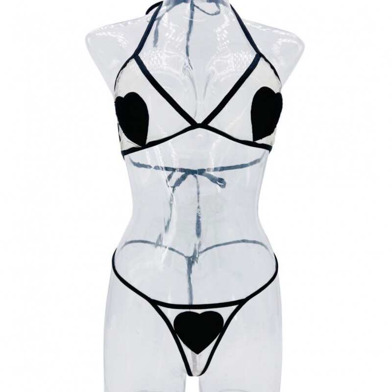 Europsko i američko seksi donje rublje za vanjsku trgovinu s crvenim srcem, tangama u tri točke, ljubavlju, lepršavim naramenicama