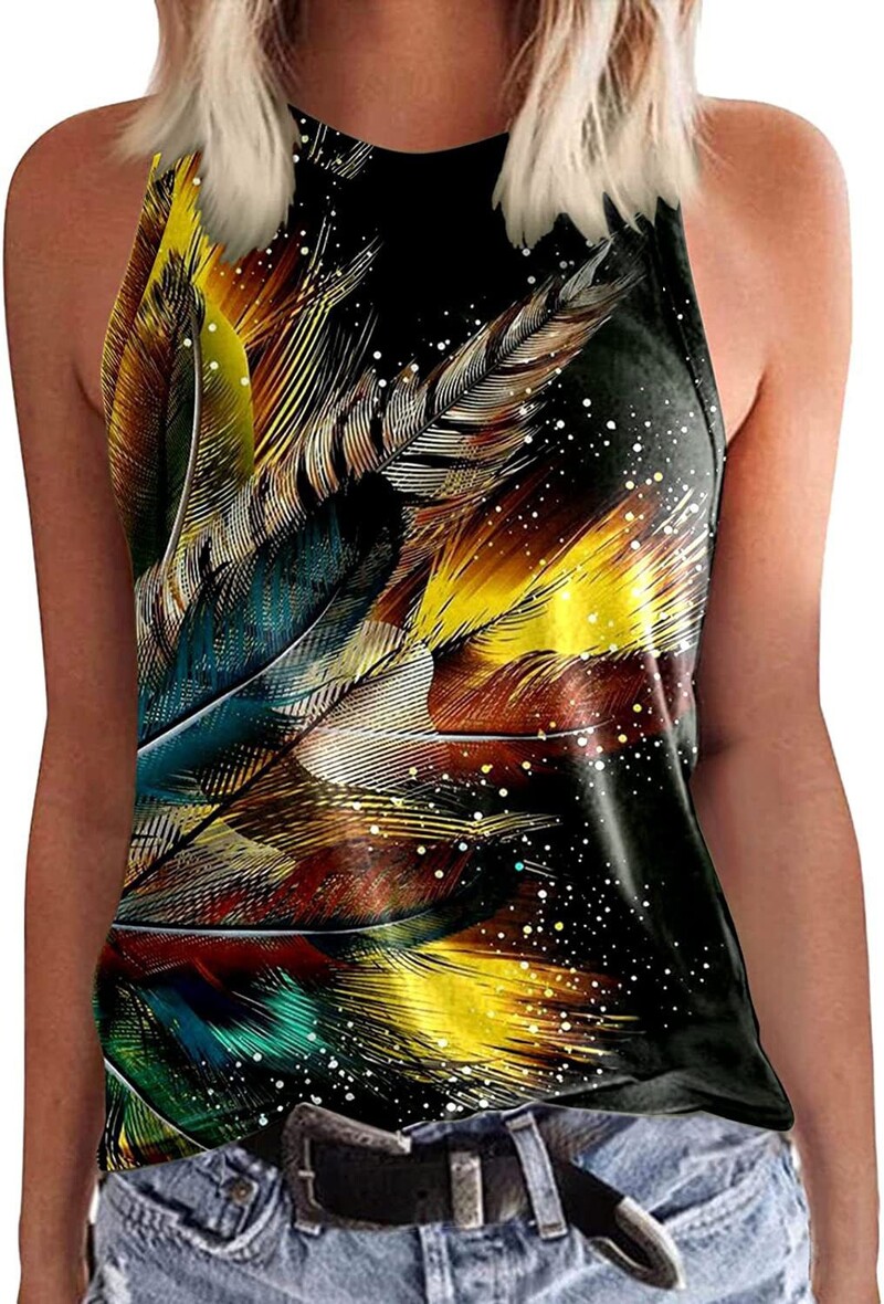 2024 Трансгранична европейска и американска лятна мода нова дамска жилетка без ръкави с жартиери, градиентна личност, 3D дигитален печат