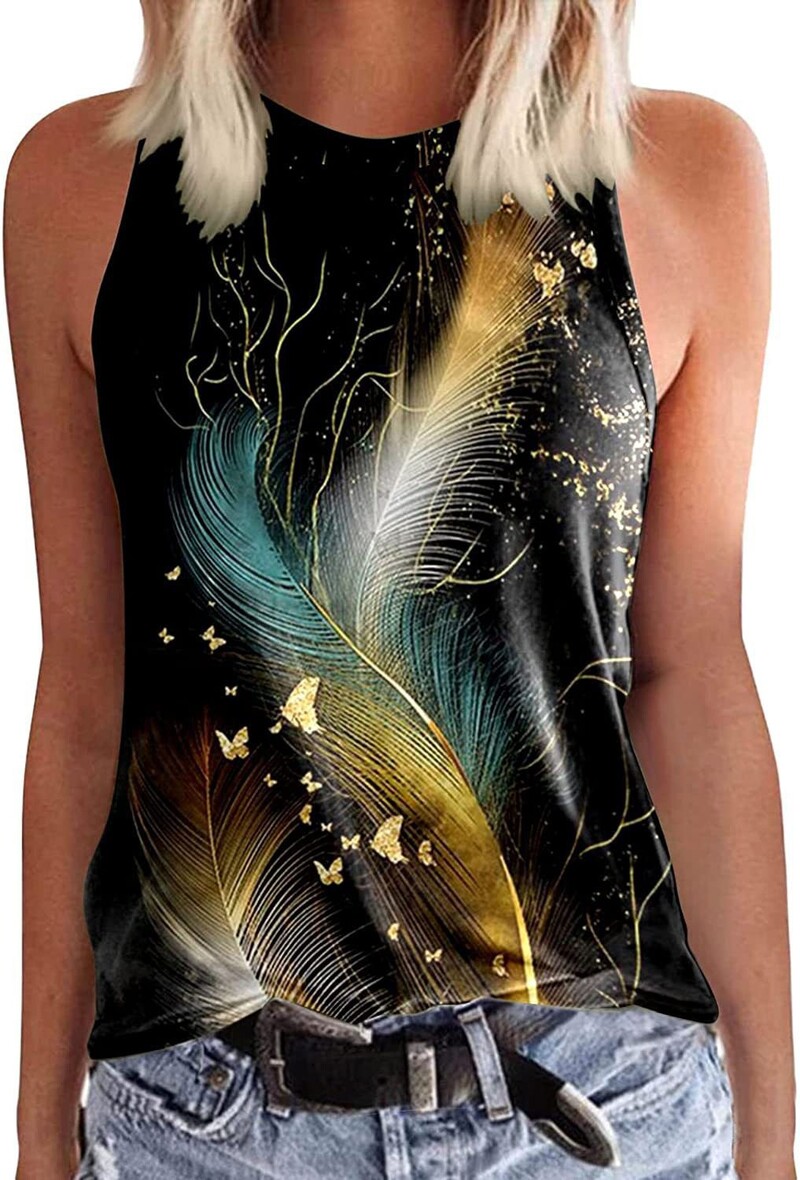 2024 Трансгранична европейска и американска лятна мода нова дамска жилетка без ръкави с жартиери, градиентна личност, 3D дигитален печат