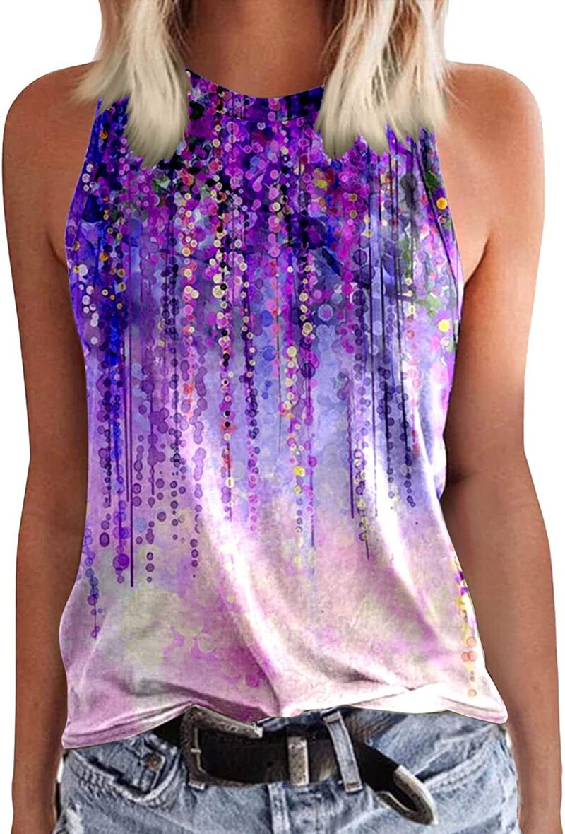 2024 Трансгранична европейска и американска лятна мода нова дамска жилетка без ръкави с жартиери, градиентна личност, 3D дигитален печат