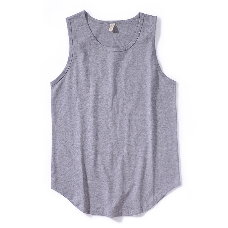 Синцзян дълговолокнист памук европейски и американски BF стил едноцветен мъжки потник с I-образна форма, чист памучен безръкавен тениска, абсорбираща потта, едно парче за доставка