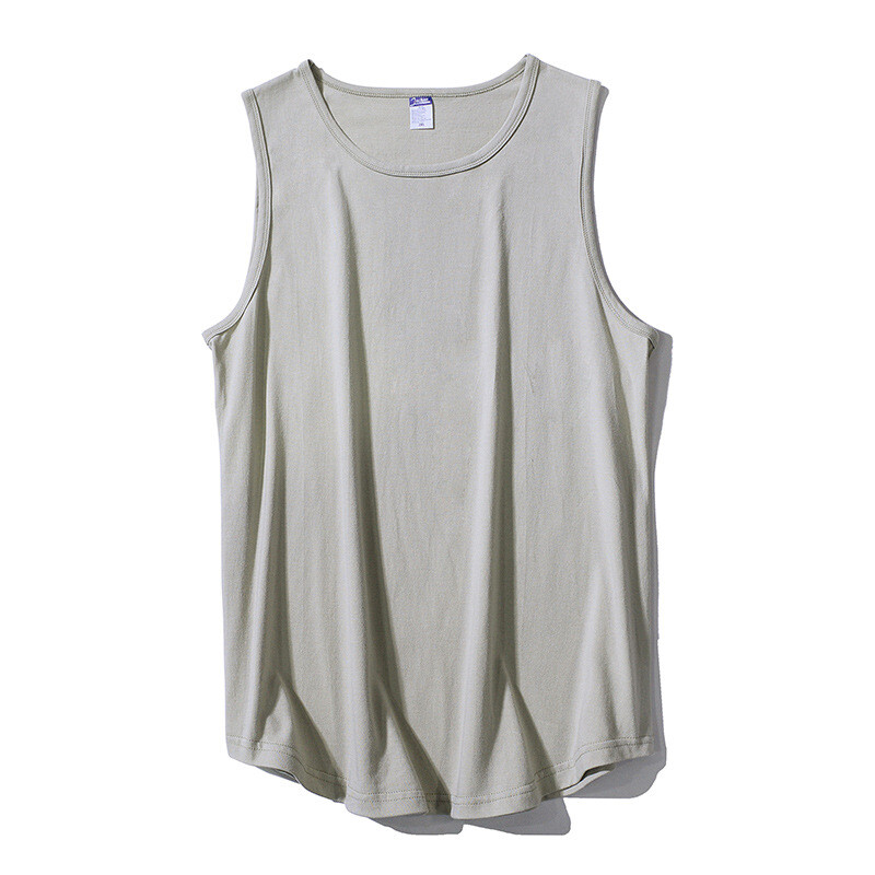 Синцзян дълговолокнист памук европейски и американски BF стил едноцветен мъжки потник с I-образна форма, чист памучен безръкавен тениска, абсорбираща потта, едно парче за доставка