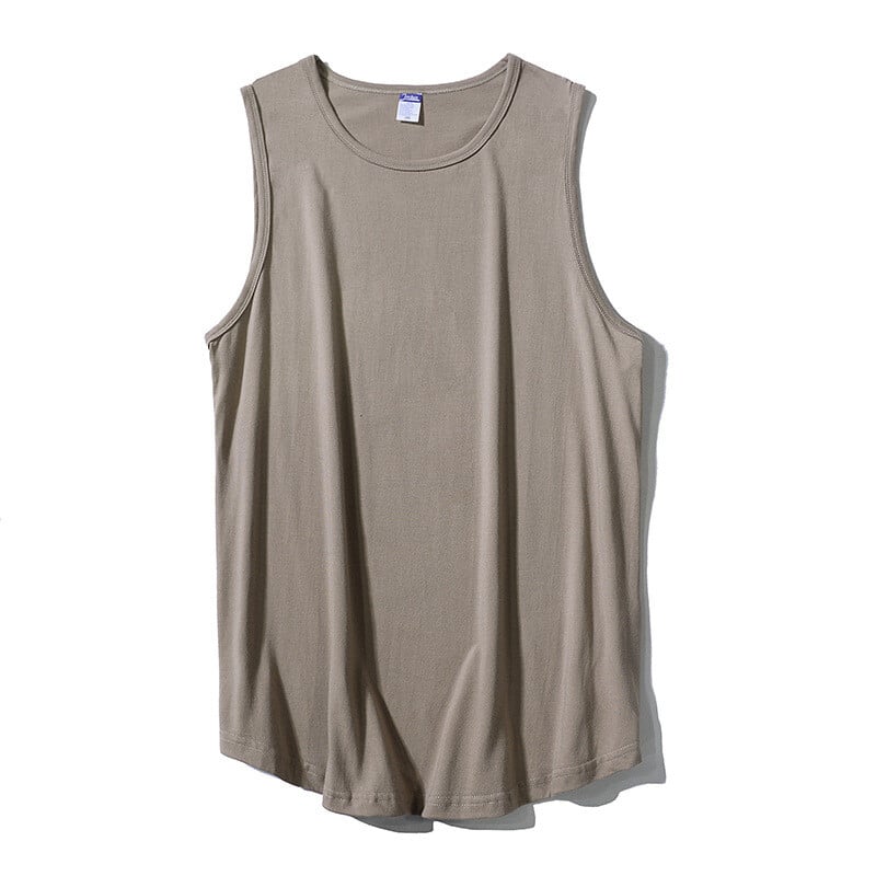 Синцзян дълговолокнист памук европейски и американски BF стил едноцветен мъжки потник с I-образна форма, чист памучен безръкавен тениска, абсорбираща потта, едно парче за доставка