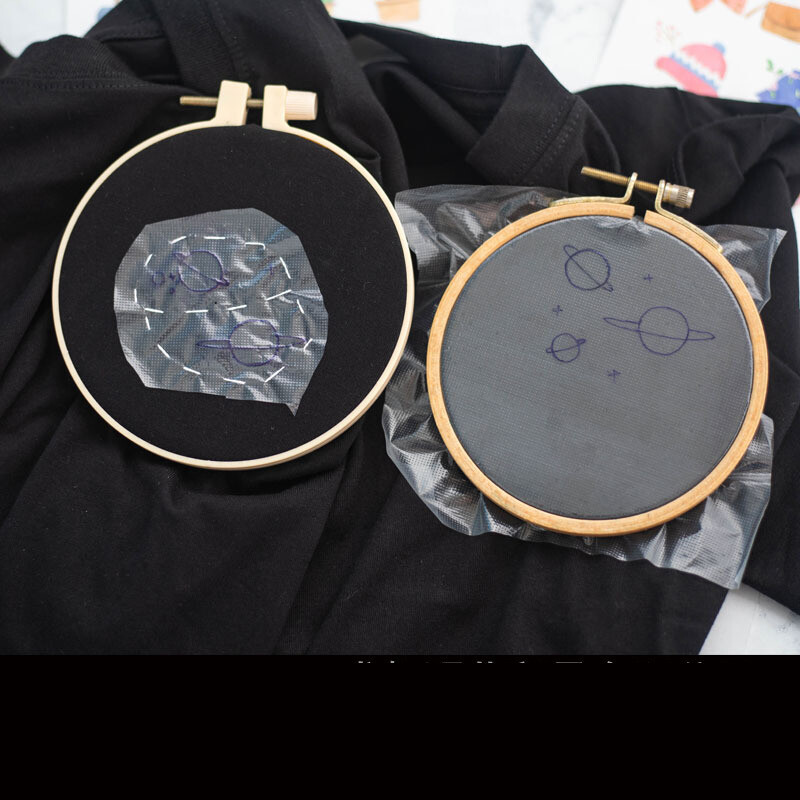 Χειροποίητο κέντημα DIY, τρίψιμο, μοτίβο μεταφοράς, υδατοδιαλυτό χαρτί, υδατοδιαλυτή μεμβράνη, σχέδιο ρούχων, κέντημα μηχανής, αυτοβαφή, κέντημα