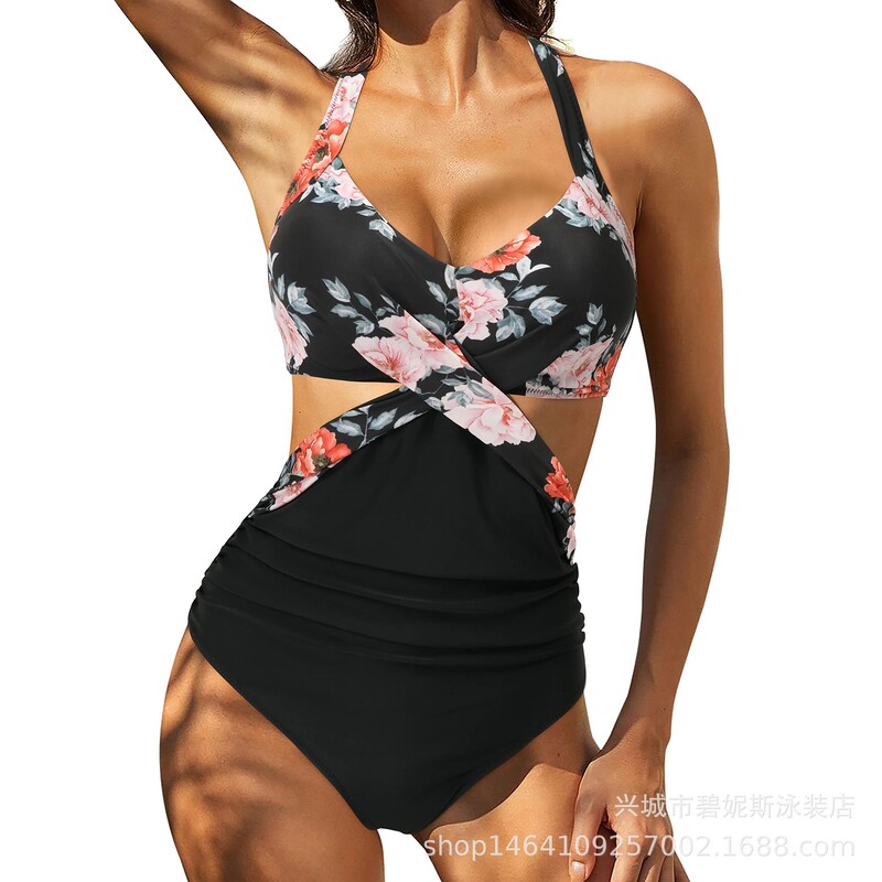 Готов за продажба бански за жени, нов европейски и американски секси външнотърговски еднокомпонентен бански с голям размер Amazon  консервативен принт за жени