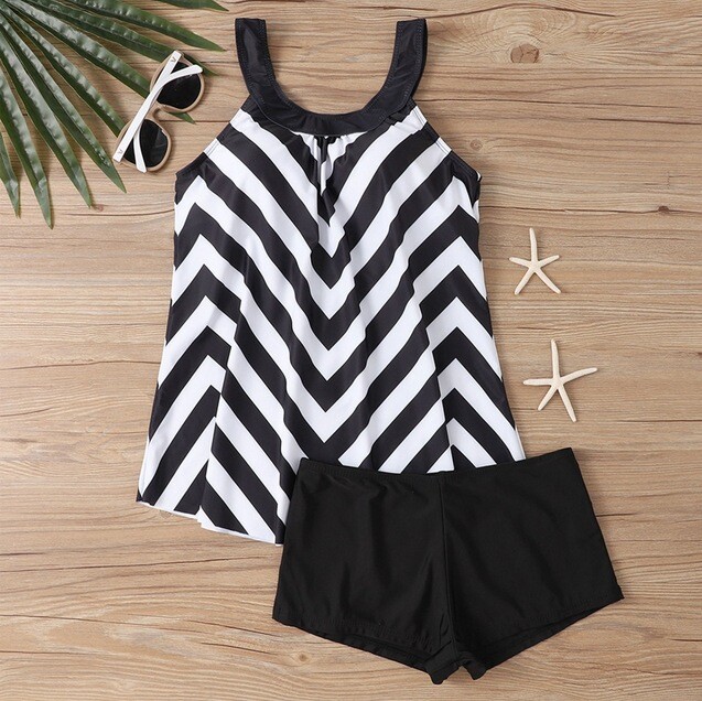 2024 Нови европейски и американски бански костюми с голям размер, дамски презрамки, консервативна пола, боксерки, бикини за жени, външна търговия на едро