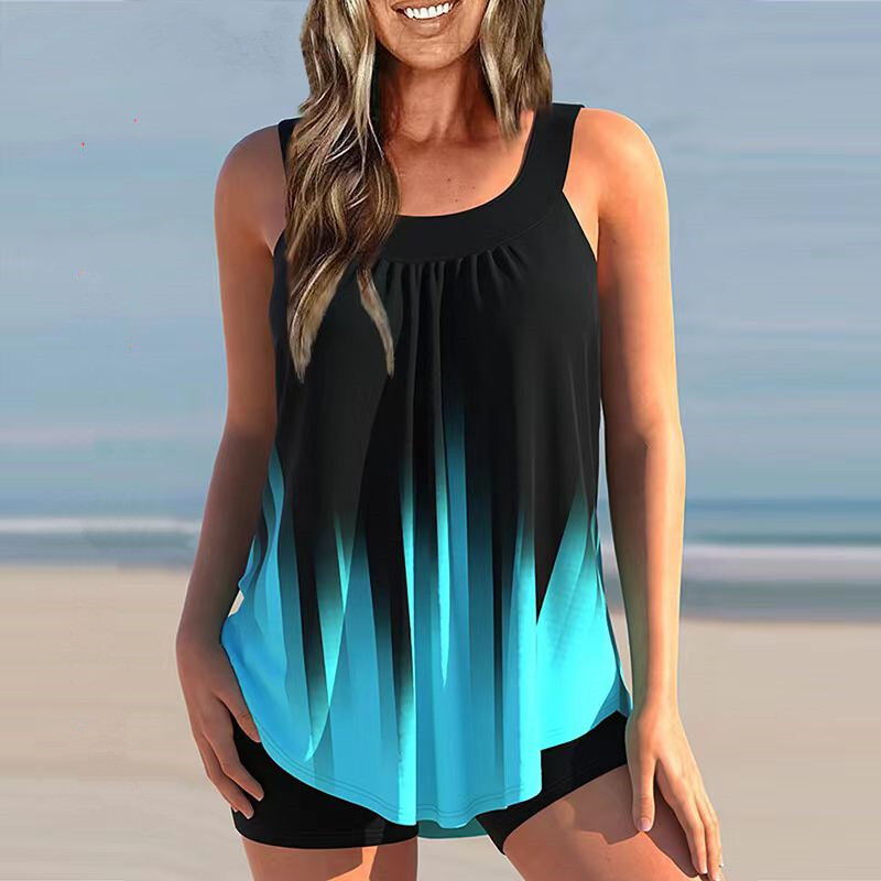 2024 Нови европейски и американски бански костюми с голям размер, дамски презрамки, консервативна пола, боксерки, бикини за жени, външна търговия на едро