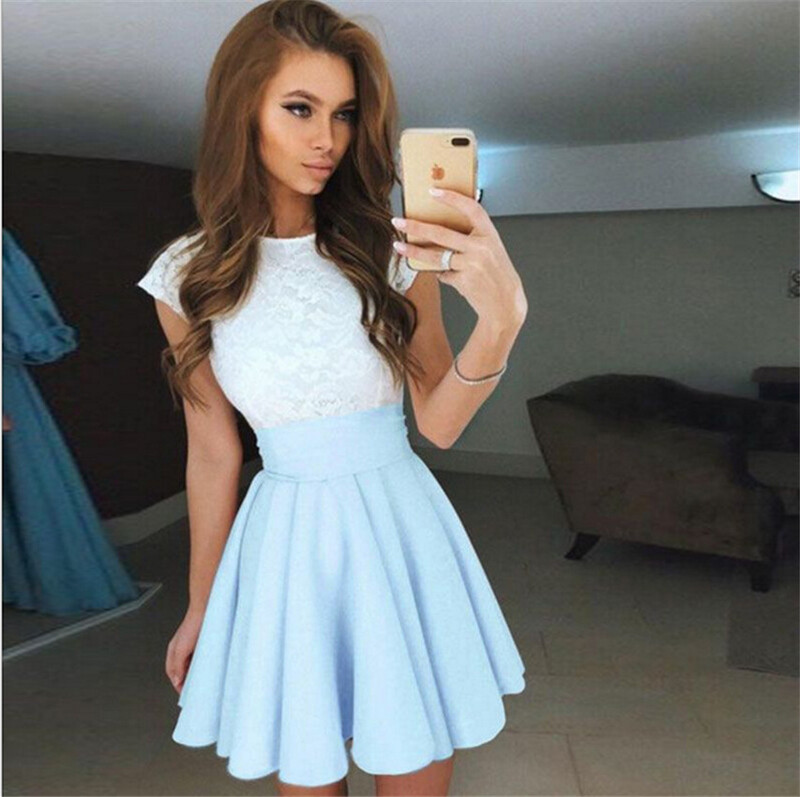 горещо продавана пролетно-лятна рокля без ръкави с дантела и бухнала талия