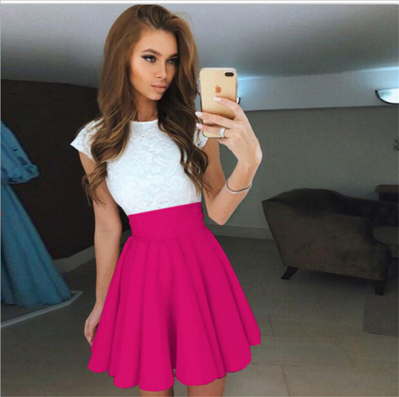 горещо продавана пролетно-лятна рокля без ръкави с дантела и бухнала талия