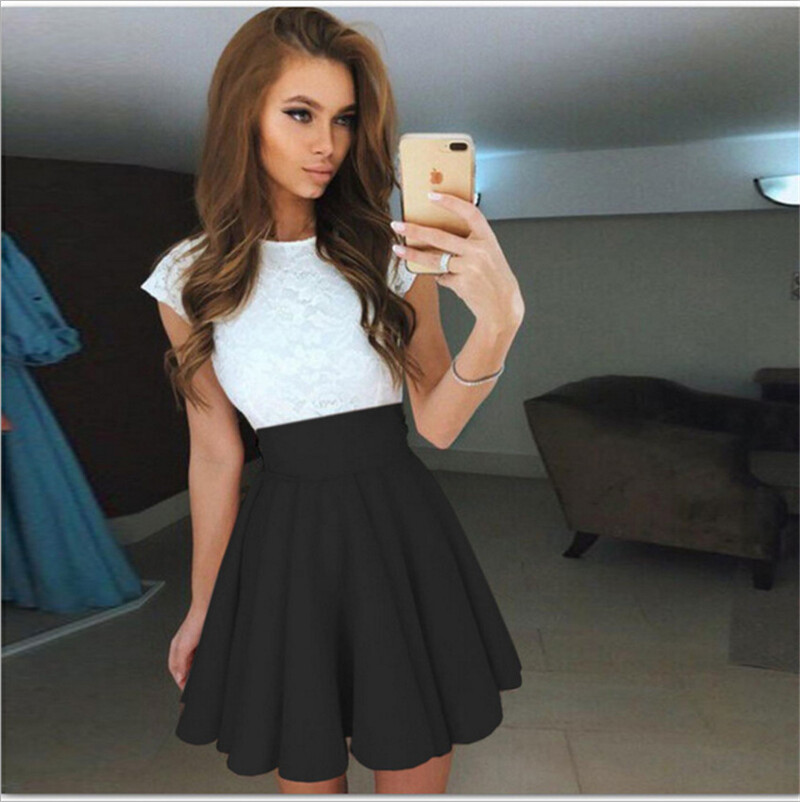 горещо продавана пролетно-лятна рокля без ръкави с дантела и бухнала талия