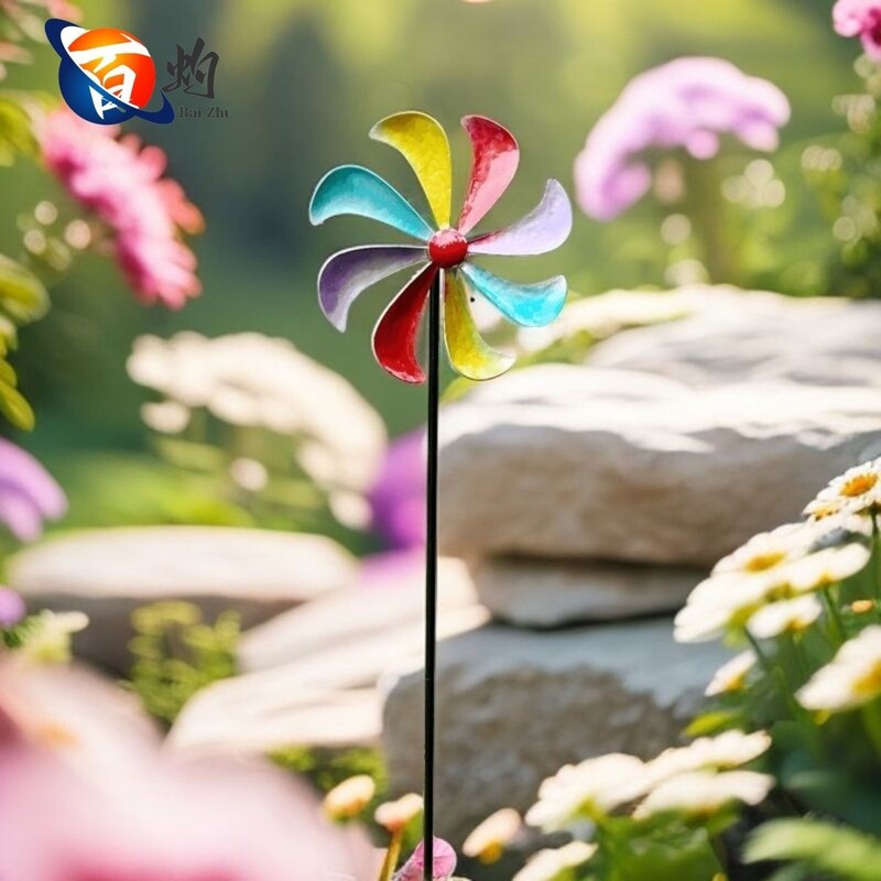 Krāsains rotējošs vējdzirnavas rotējošs vējdzirnavas pagalms balkons dzelzs anemometrs mājas āra dārzs metāls ainavu veidošana