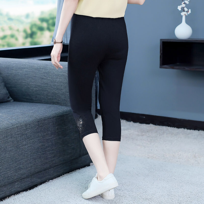 2024 нови високоеластични ежедневни клинове с бродерия, висок клас, за жени, plus size, летни панталони