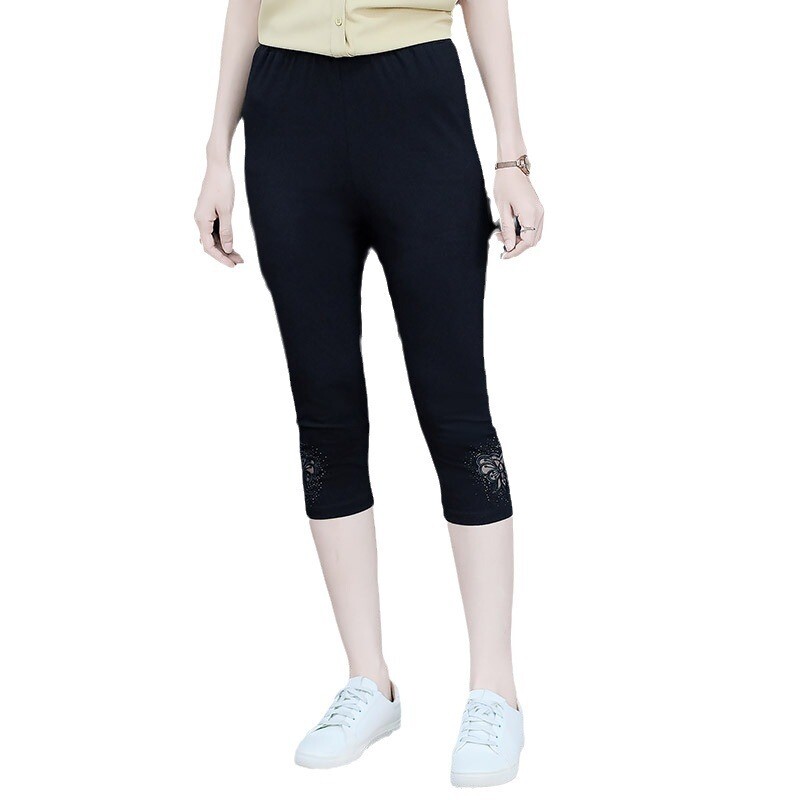 2024 нови високоеластични ежедневни клинове с бродерия, висок клас, за жени, plus size, летни панталони