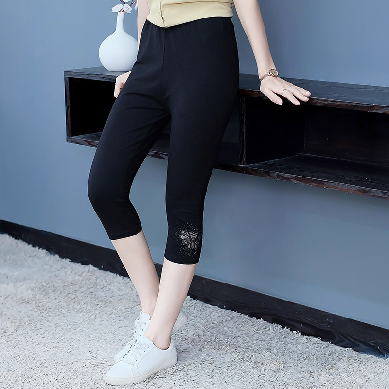 2024 нови високоеластични ежедневни клинове с бродерия, висок клас, за жени, plus size, летни панталони