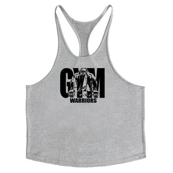 памучен фитнес потник GYM WARRIORS европейски и американски спортни тениски с дълбоко копаене и презрамки