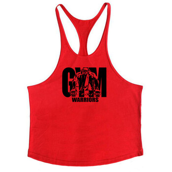 памучен фитнес потник GYM WARRIORS европейски и американски спортни тениски с дълбоко копаене и презрамки