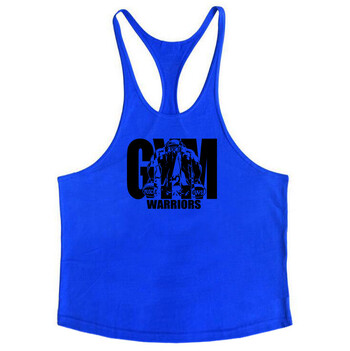 памучен фитнес потник GYM WARRIORS европейски и американски спортни тениски с дълбоко копаене и презрамки