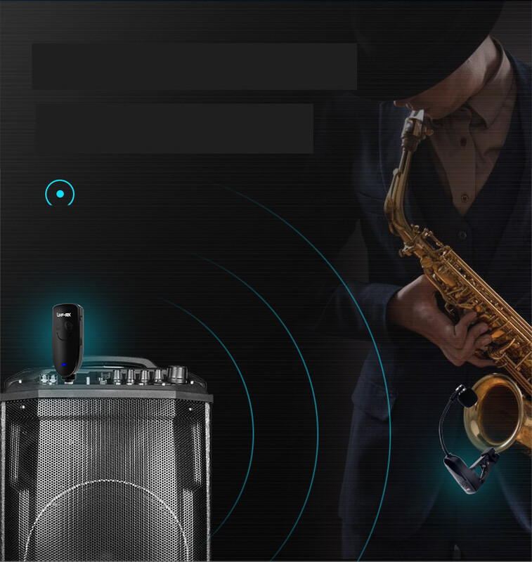 Saksofono imtuvas su 6,5 lizdo jungtimi, specializuotas belaidis mikrofonas, trimitas, scenos garso įranga, „Swan“, mikrofonas su garsu