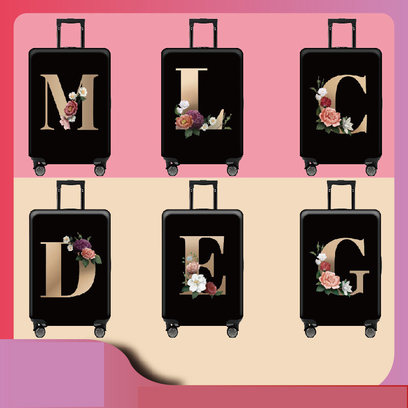 Paks, väga elastne kärukate, stiilne, lihtne, tähtedega, must, lukuga, pestav pagasikaitsekate