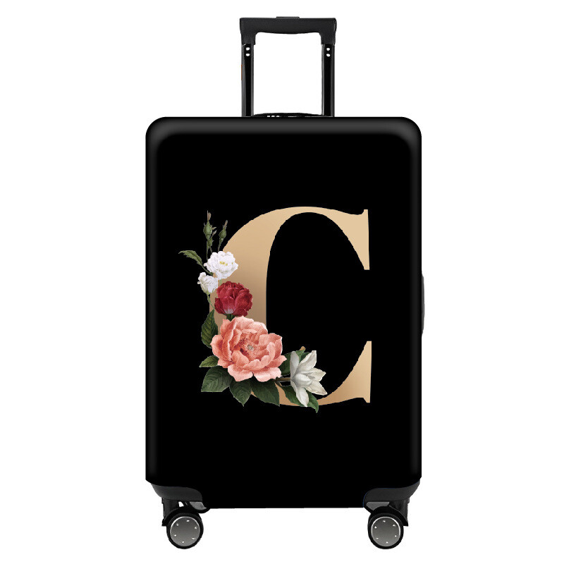 Paks, väga elastne kärukate, stiilne, lihtne, tähtedega, must, lukuga, pestav pagasikaitsekate