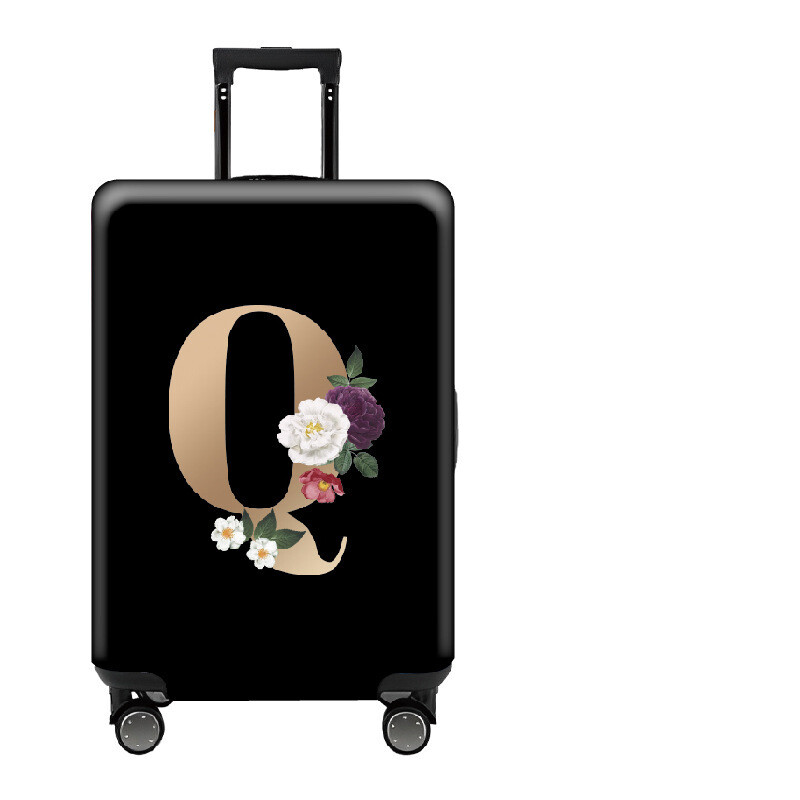 Paks, väga elastne kärukate, stiilne, lihtne, tähtedega, must, lukuga, pestav pagasikaitsekate