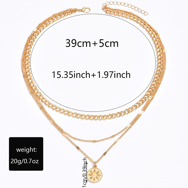 Europski i američki prekogranični privjesak s cvjetnim diskom, hip-hop trend, višeslojni, jednostavan, složiv, moderan, svestran ogrlica za žene veleprodaja