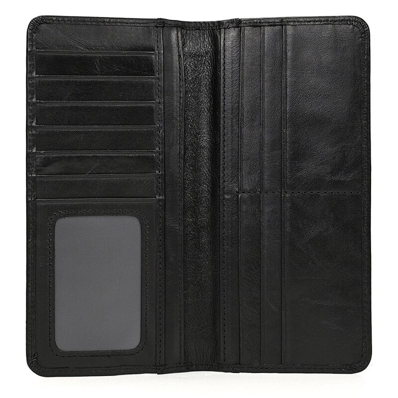 Нов мъжки портфейл от естествена кожа, държач за карти, восъчна кожа, дълъг портфейл с 20% отстъпка, портфейл с няколко слота за карти