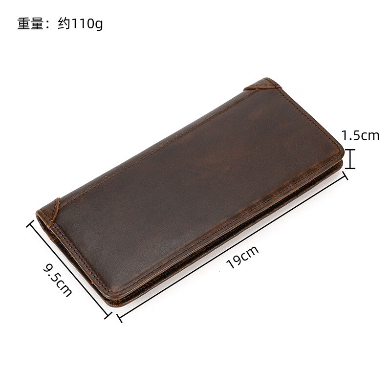 Нов мъжки портфейл от естествена кожа, държач за карти, восъчна кожа, дълъг портфейл с 20% отстъпка, портфейл с няколко слота за карти