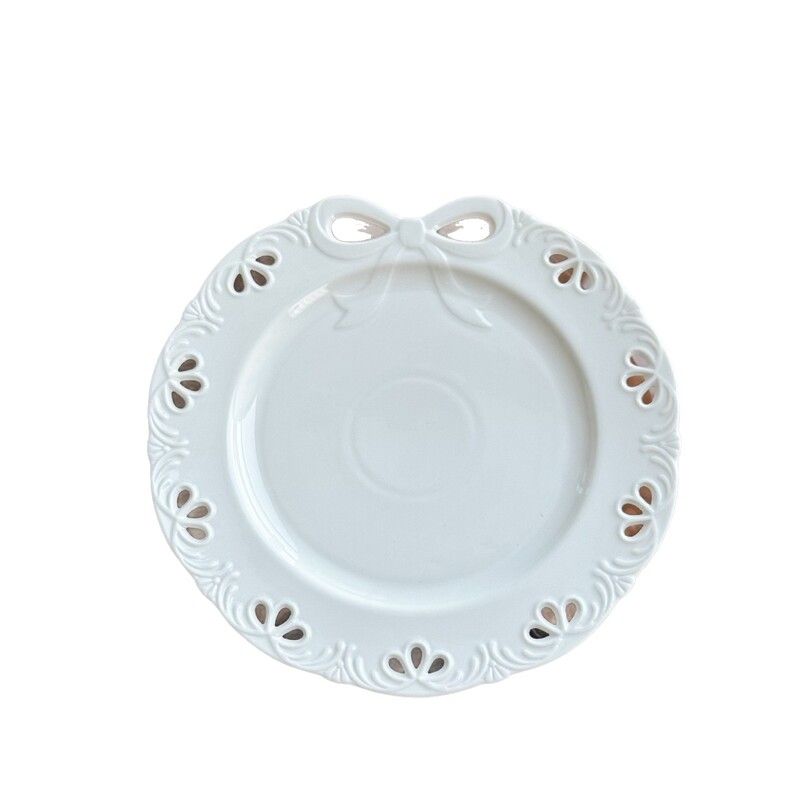 Високотемпературна подглазурна цветна куха плоча за десерт с дъга, плоска чиния за западна храна, чисто бяла, висококачествена чиния