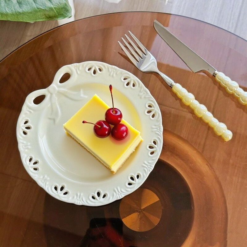 Високотемпературна подглазурна цветна куха плоча за десерт с дъга, плоска чиния за западна храна, чисто бяла, висококачествена чиния