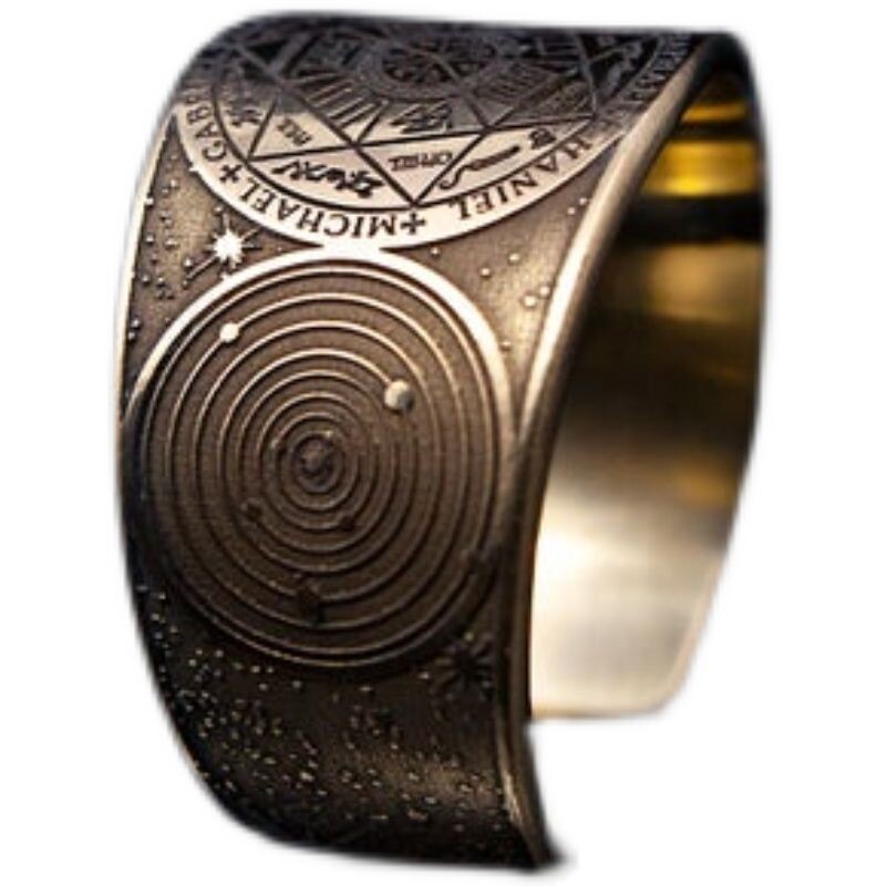 Руски амулет, ръчно изработен, винтидж, ангел, вселена, таен, соломонов печат, месингов регулируем пръстен